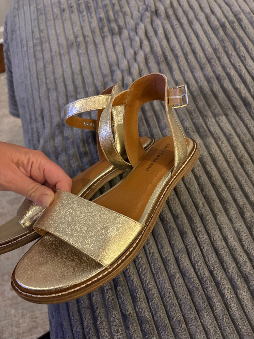 Lucky Brand Gold Ankle-Strap Sandals - Picture 8 of 8